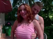 Busty mature woman with young lover